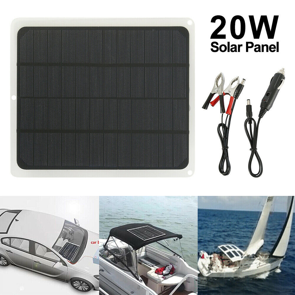 20W 12V Car Boat Yacht Solar Panel Battery Charger Power Supply Outdoor New