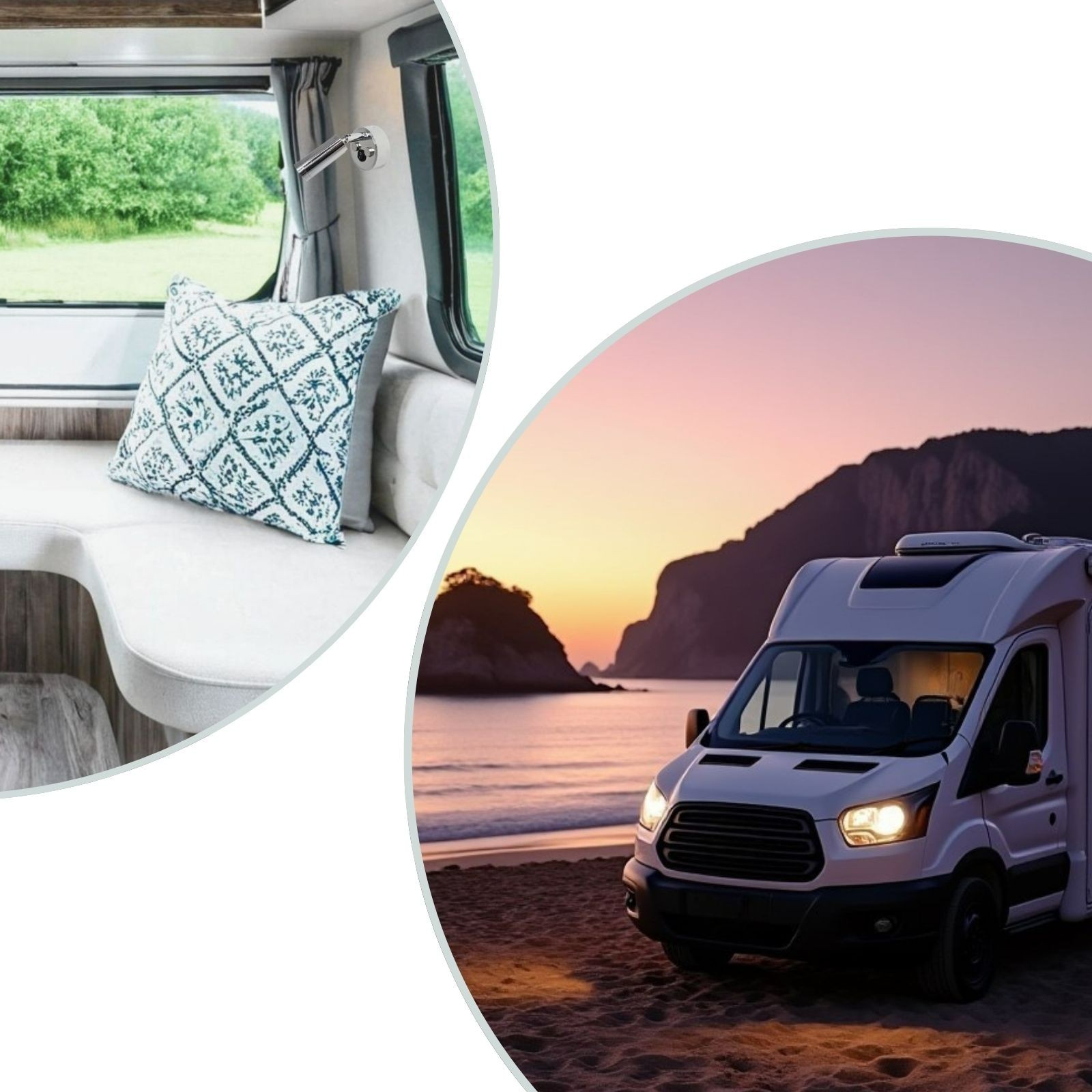 12V LED Reading Light USB Port Chrome Campervan Caravan Boat Lamps Pack of 2