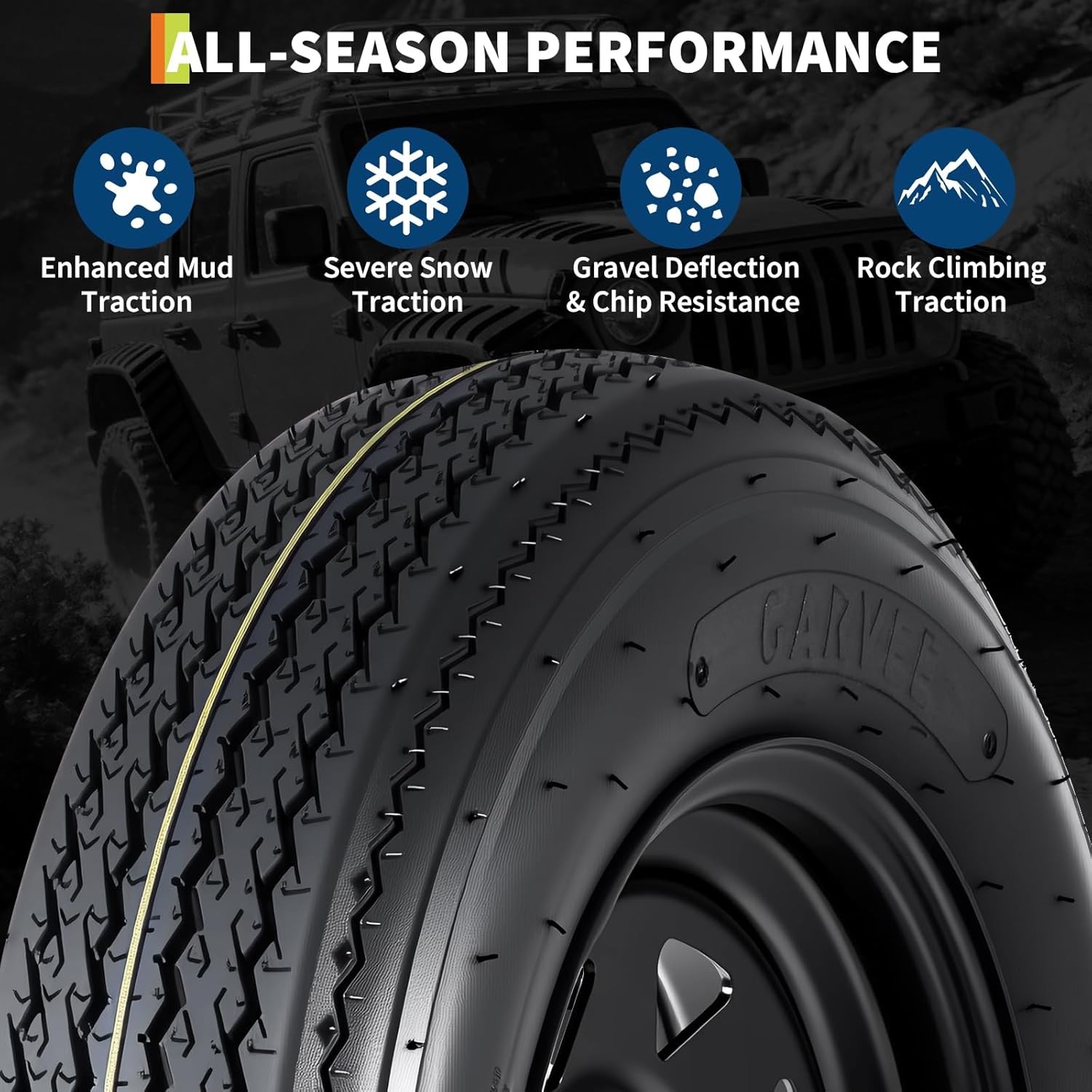 2 PCS Trailer Tires 4.80-12 4.8×12 Highway Boat Tires Load Range C 5 Lug on 4.5″