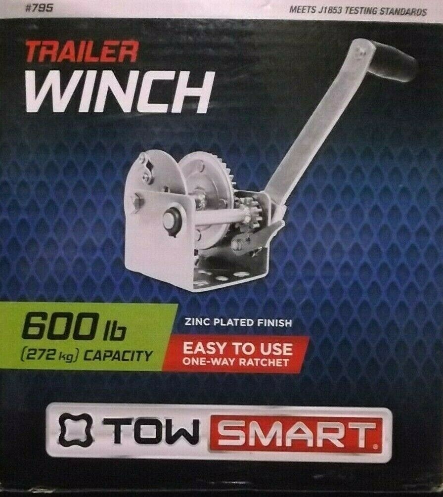 Tow Smart 600 lbs. Manual Trailer Winch 2 in. x 20 ft. Capacity 2-Way Ratchet