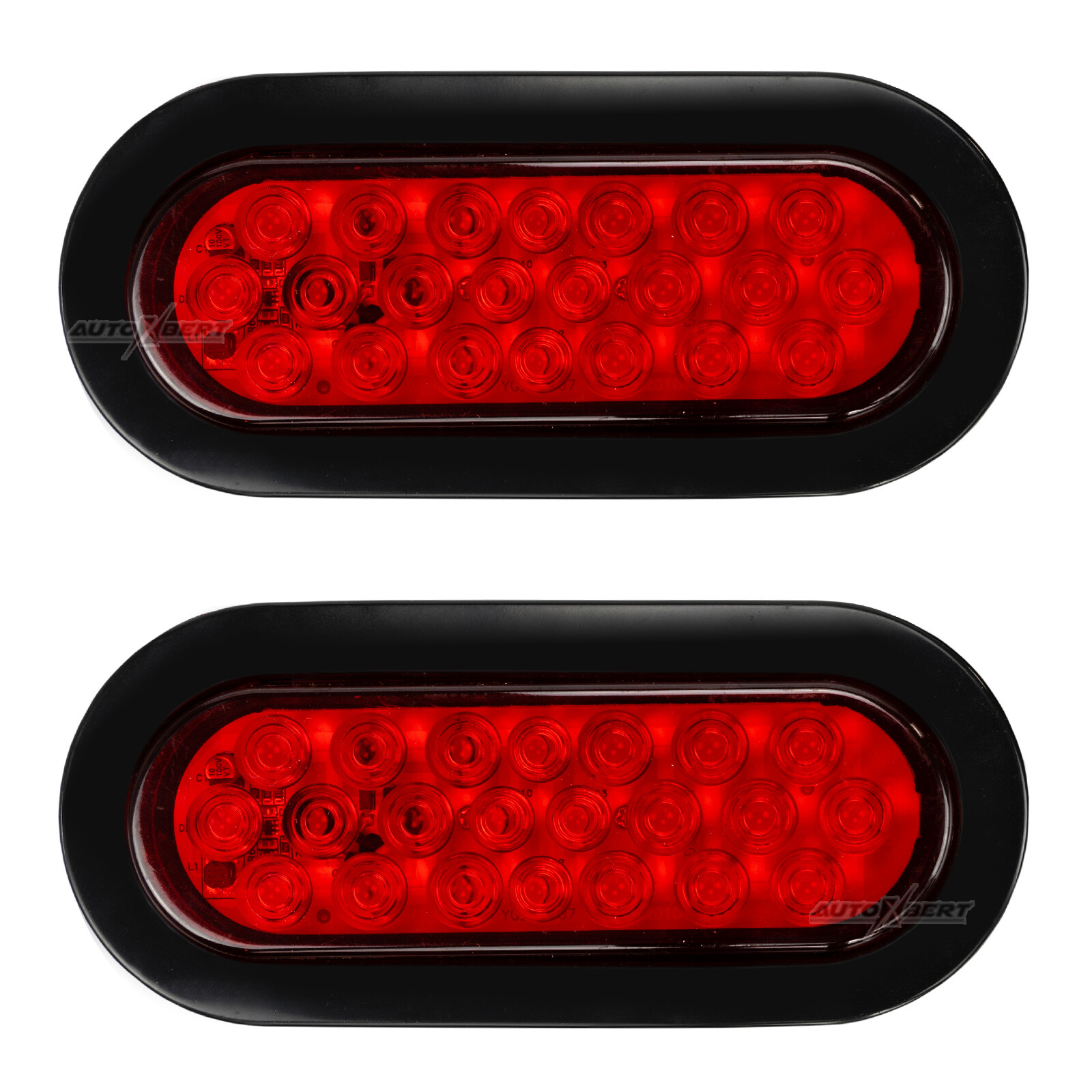 2pc 22 LED Trailer Truck 6″ Oval Sealed Mount Red Stop Turn Tail Brake Lights US