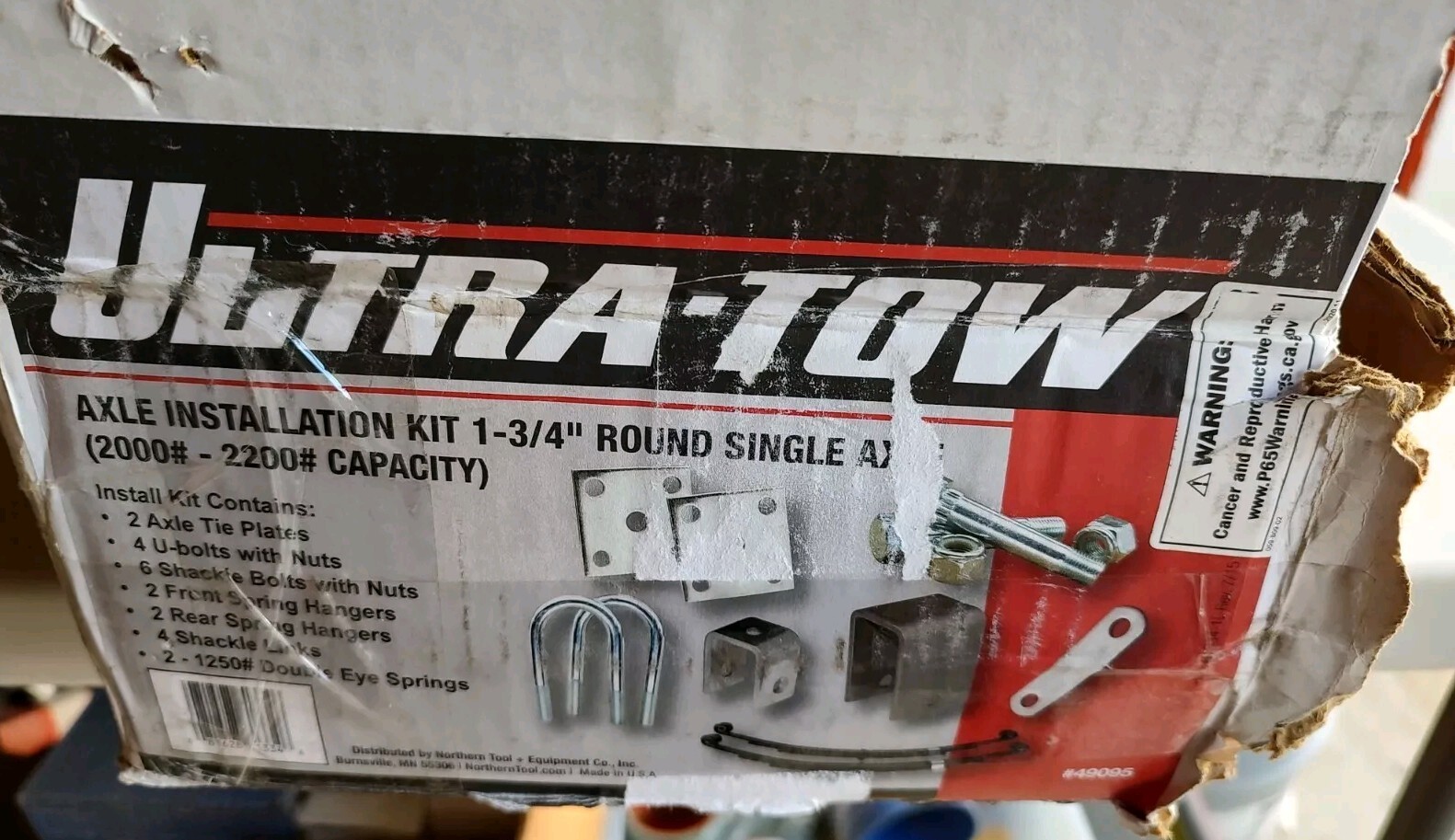Ultra-Tow Trailer Axle Installation Kit 1-3/4″ Round Single Axle 2000lb Capacity