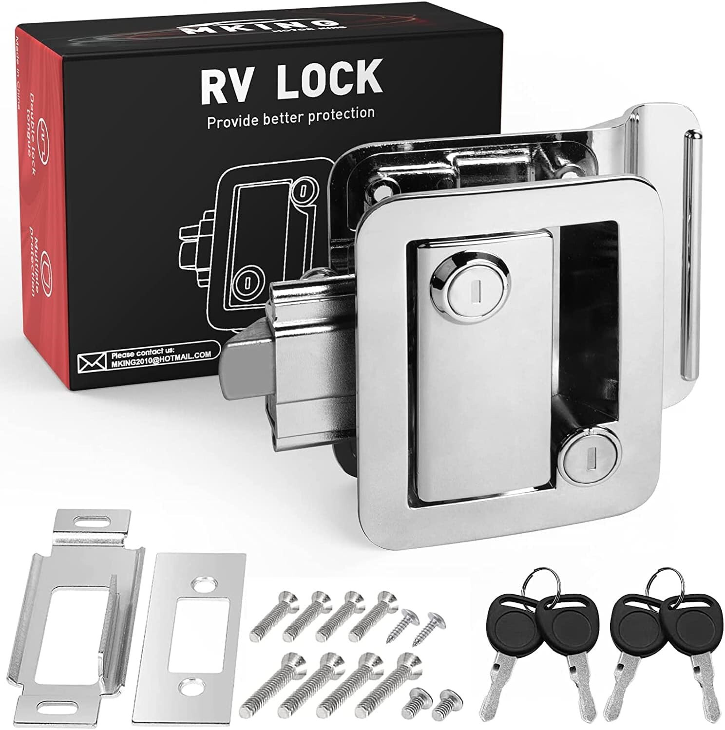 Zinc Alloy RV Entry Door Lock Latch Trailer Camper Cargo Hauler RV Silver Chrome