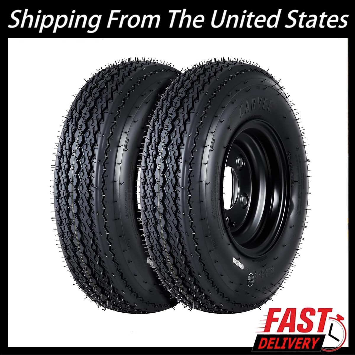 2PCS Trailer Tires with Rims 4.80-8 4.80×8 480-8 6PR Load Range C 4 Lug on 4″ US