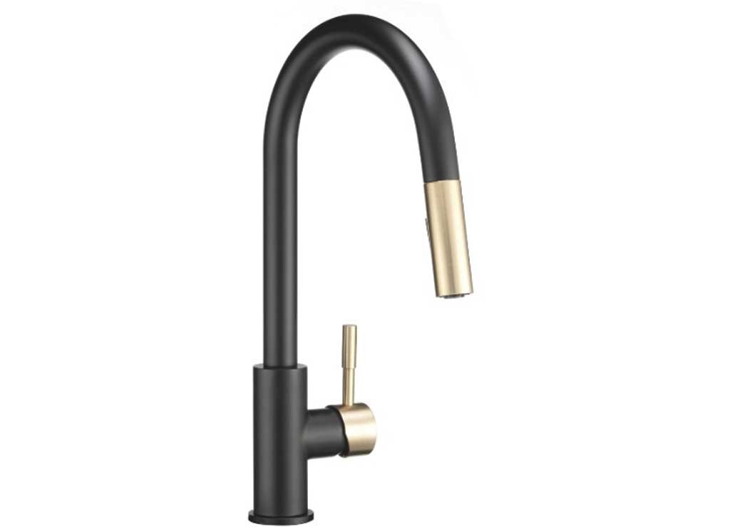 Dura Faucet DF-MK530SLK-MBMG Streamline RV Kitchen Faucet Matte Black/Gold