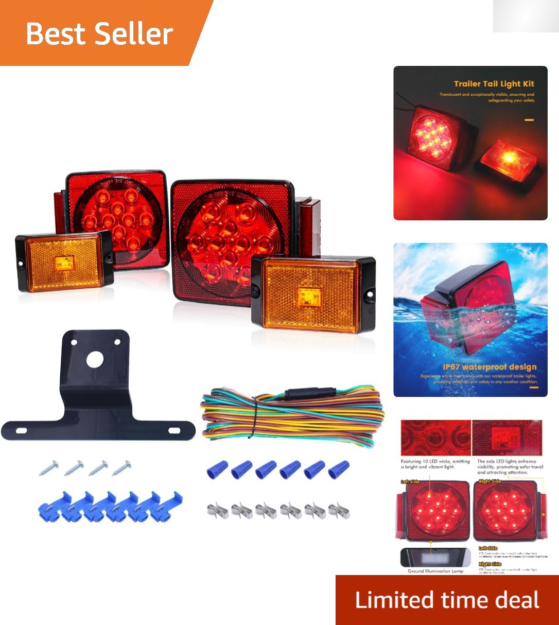All-In-One 12V LED Trailer Light Kit – Submersible with Amber Clearance Lights