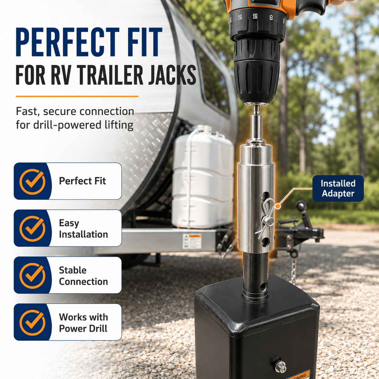 High Quality Trailer Jack Electric Drill Adapter with 1/2Inch Socket Adapter Bit