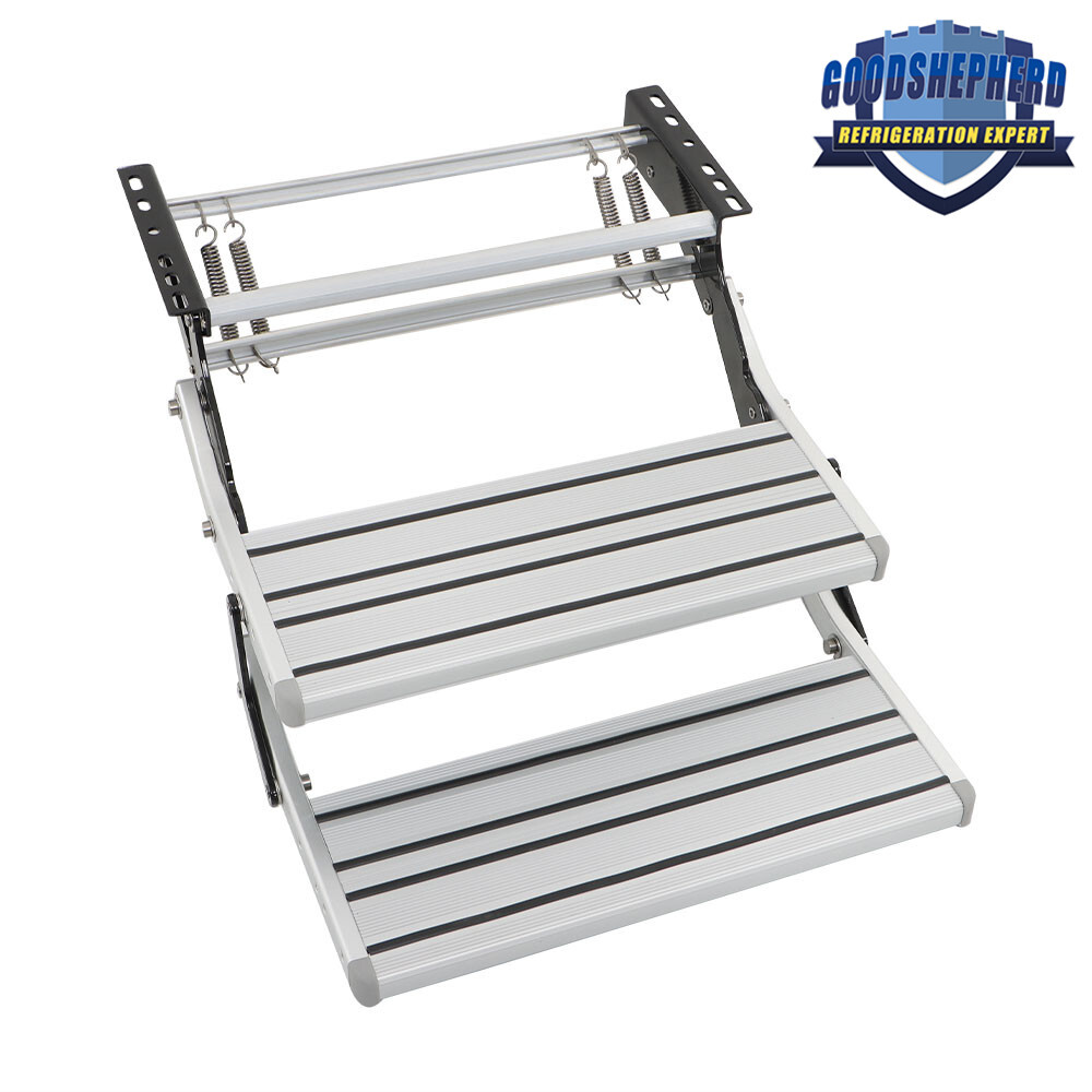 Pull Out Retractable Aluminum 2 Step RV Camper Platform Steps Stair Anti-Slip