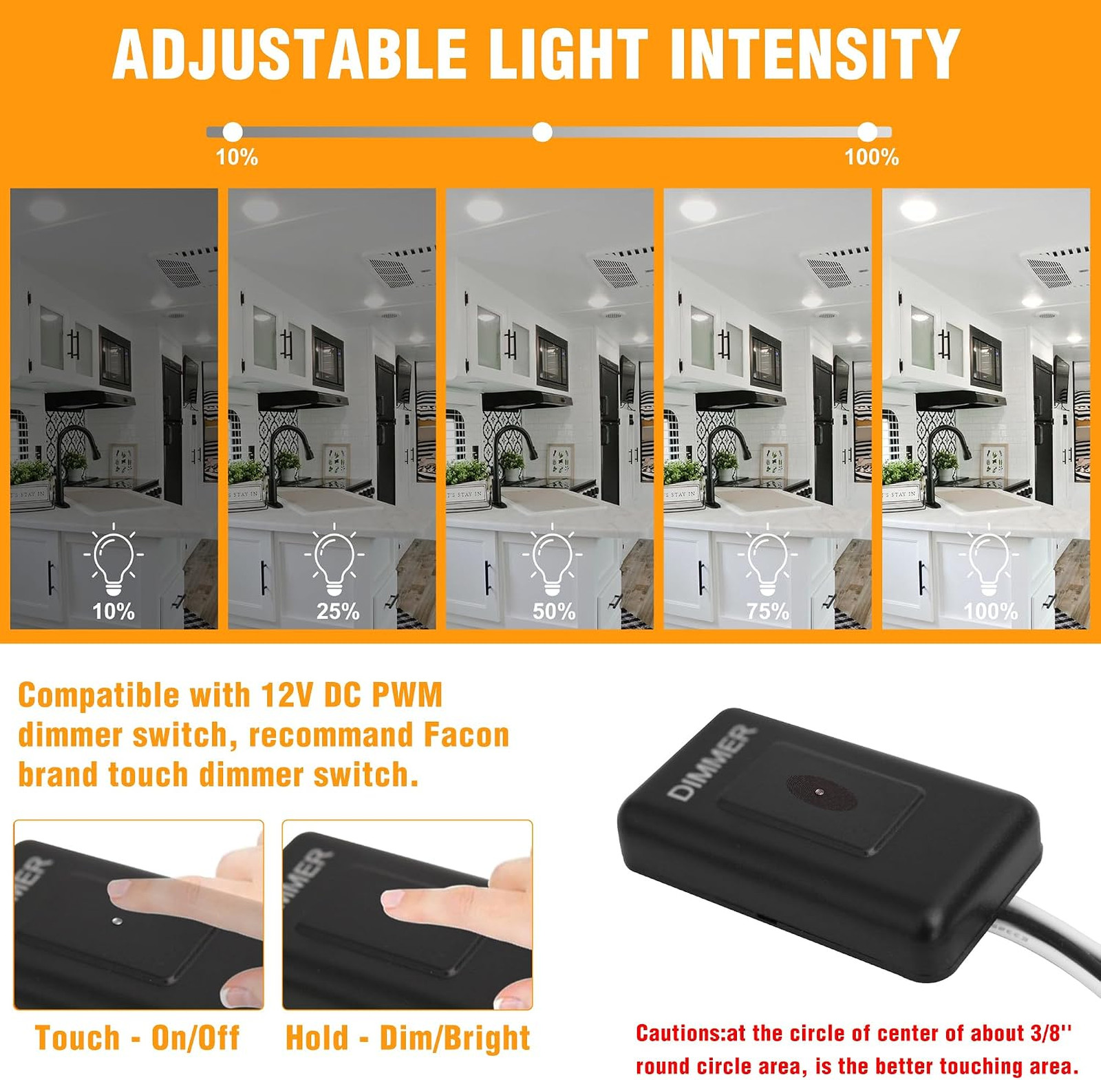 4.5 Inch LED RV Puck Light Surface Mount 2 Pack SY-SM45 12V Daylight White 370LM