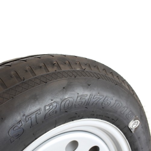 15″ 5-5″ Bolt Circle Silver Modular Wheel and ST20575D15C Bias Trailer Tire