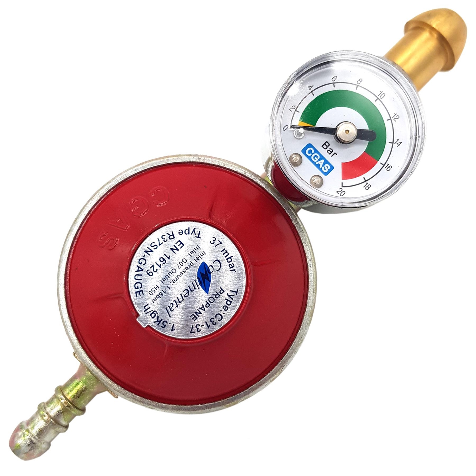 PROPANE GAS REGULATOR WITH GAUGE SCREW ON CAMPING 5/8″ BSP LEFT HAND 16BAR R37SN