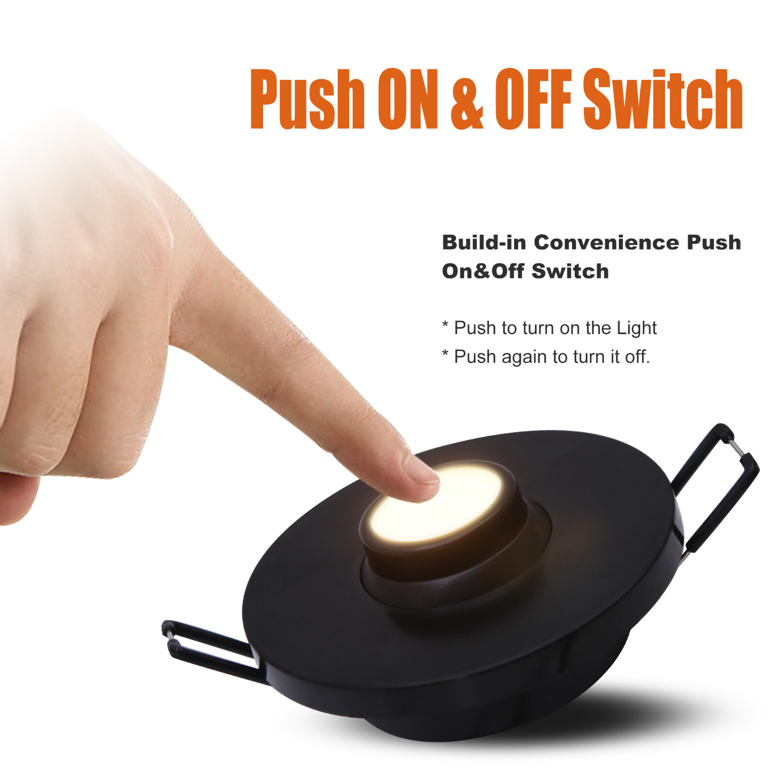 3” Rotatable RV Puck Light Adjustable Recessed Mount Down Light w/ Push Switch