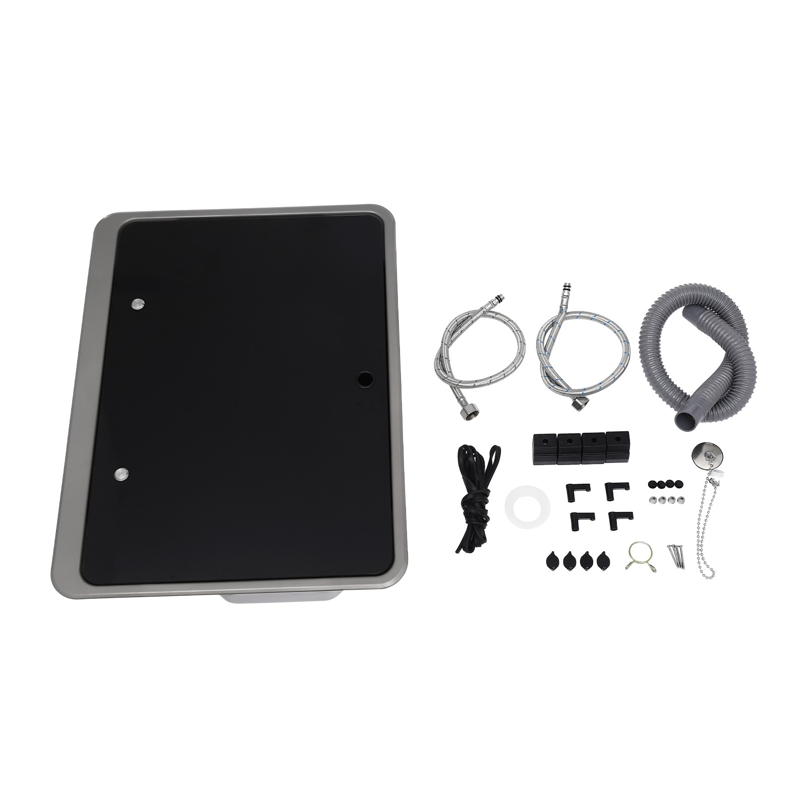 RV Sink Kitchen Sink with Hot&Cold Faucet and Tempered Glass Lid Stainless Steel