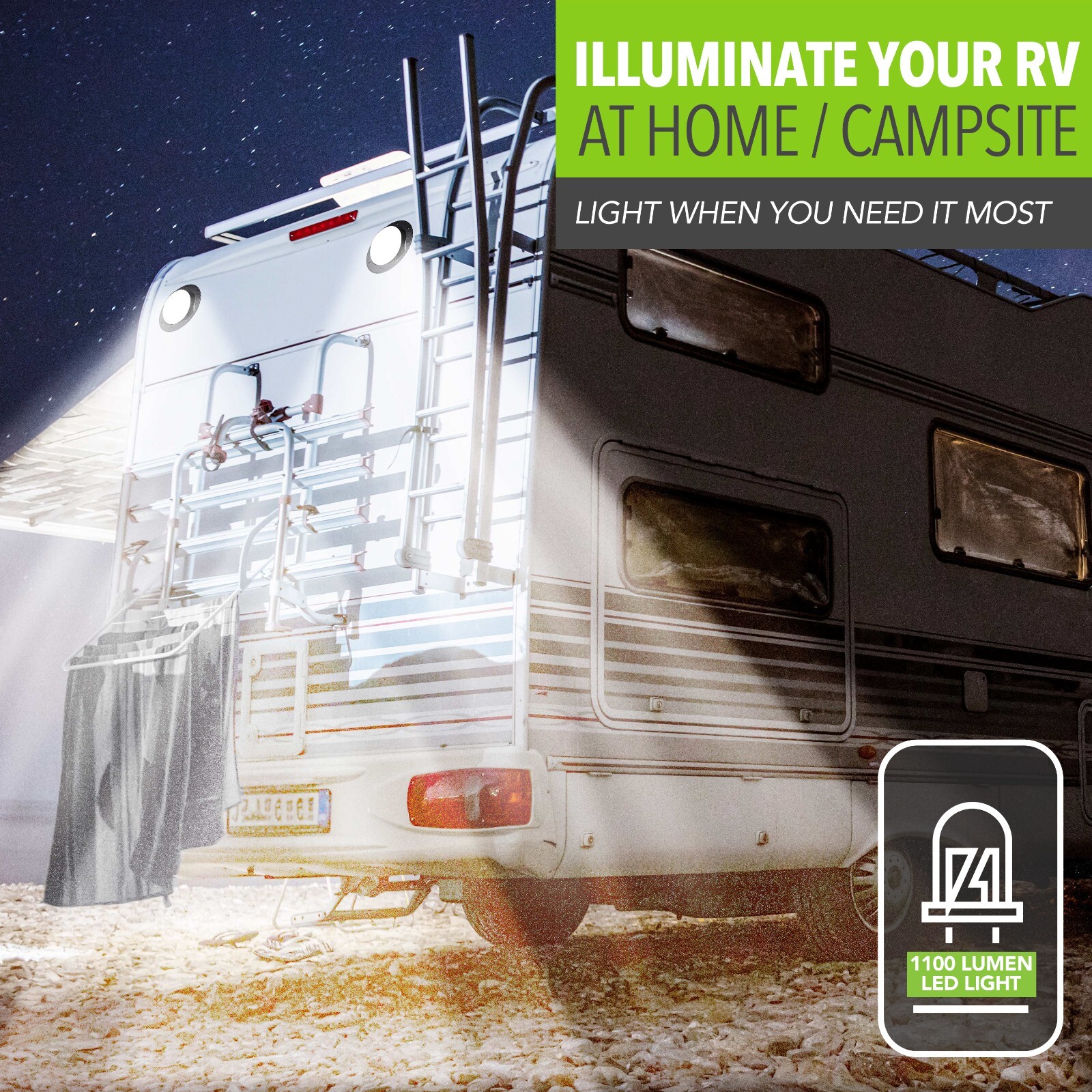 Rv Trailer LED Surface Mount Round Porch Light Weekend Warrior 5 IN 90606 Black