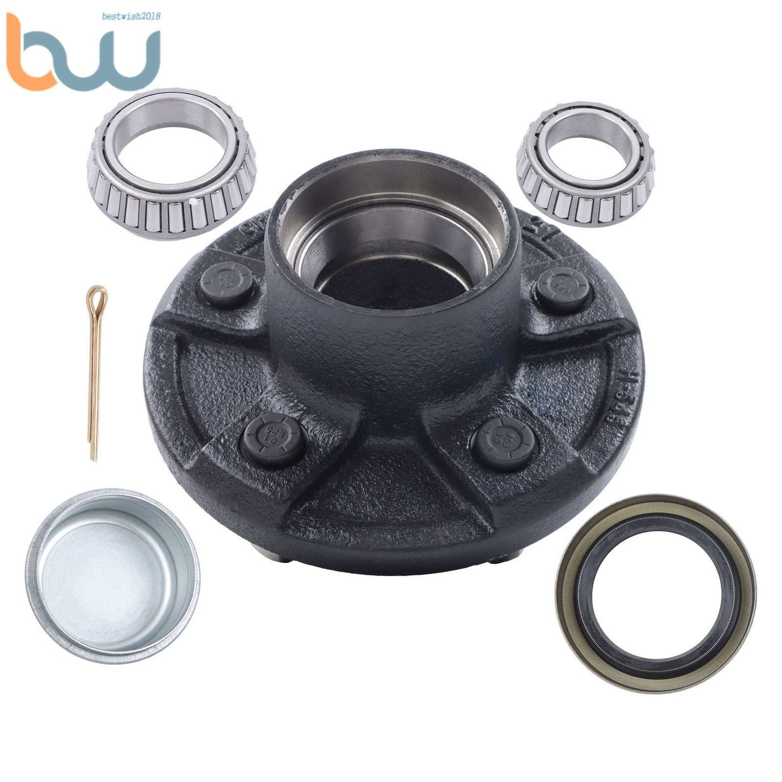 1PK For 3500lbs Axle 5 × 4.5″ Trailer Hub Kit 1-3/8 Inner 1-1/16 Outer Bearings