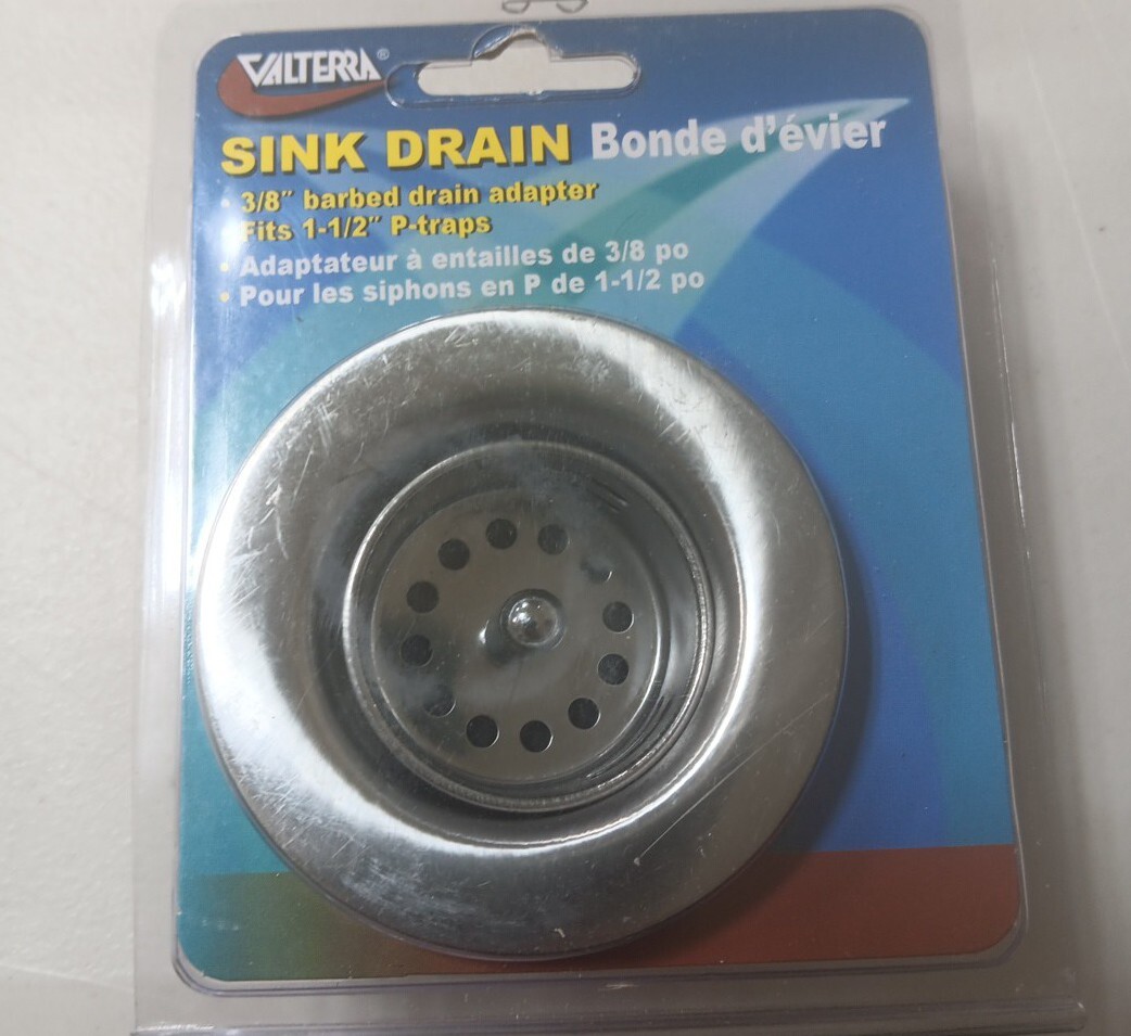 Valterra A01-2011VP Silver Carded Sink Drain with Strainer Basket