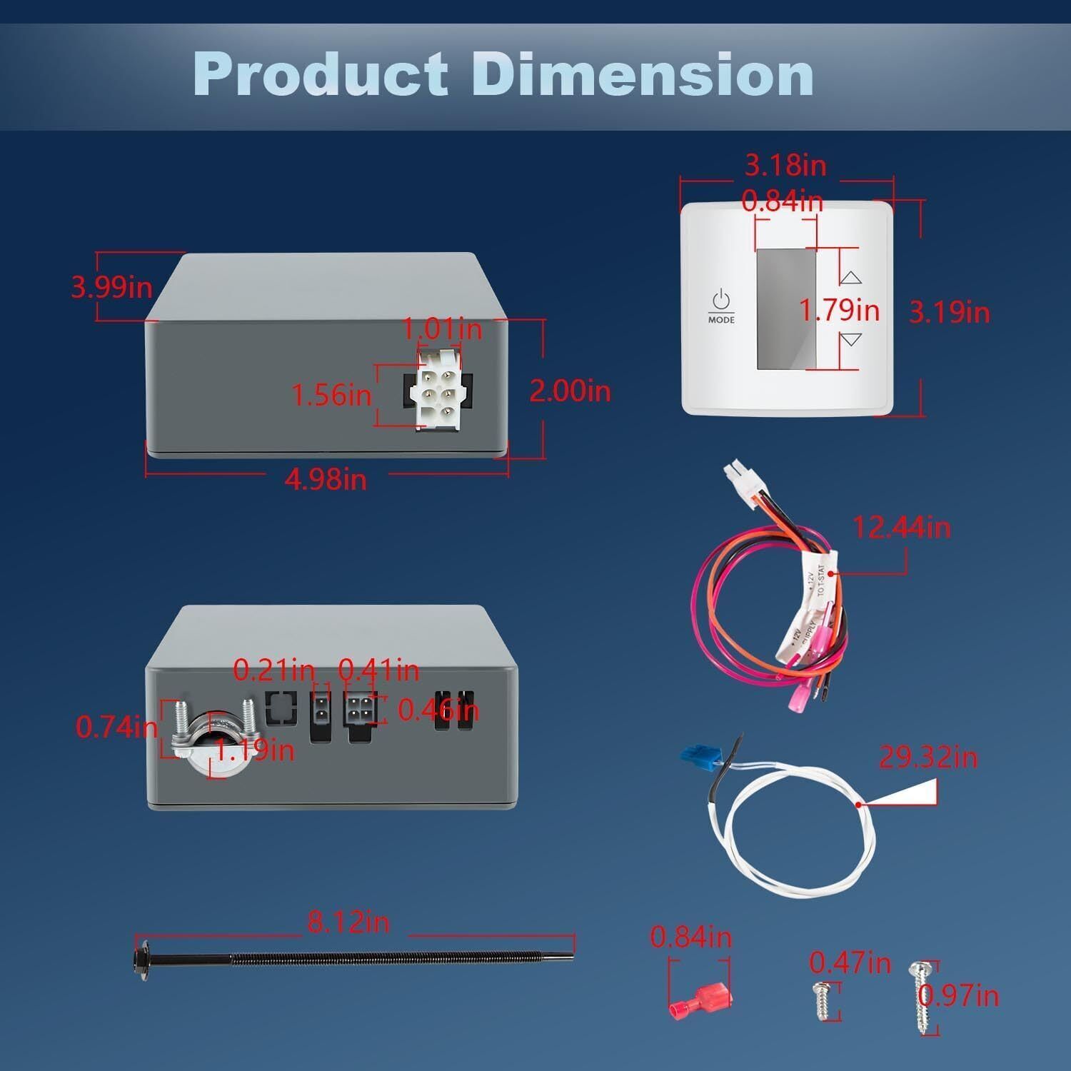 For Dometic Single Zone LCD Touch RV AC Thermostat with Control Kit 3316230.000、