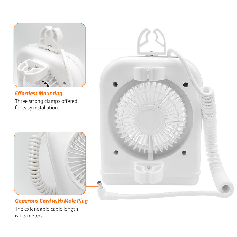 RV Light Fan Combo 12V Bedside Lamp 2-Phase Fan Bunk Pop-up Van Camper Interior