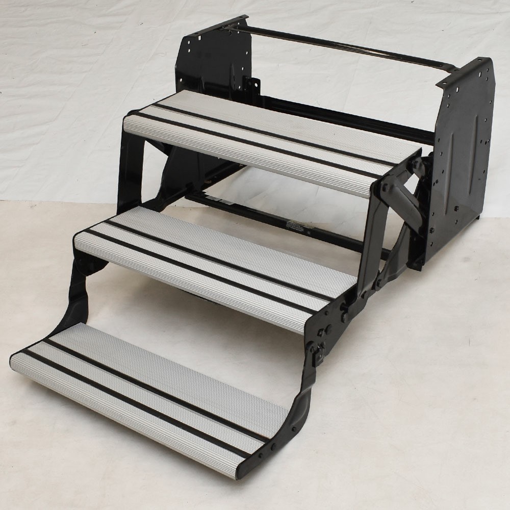 Lippert RV Manual Entry Triple Step 24 Inch 300 LB Alumi-Tread 432696