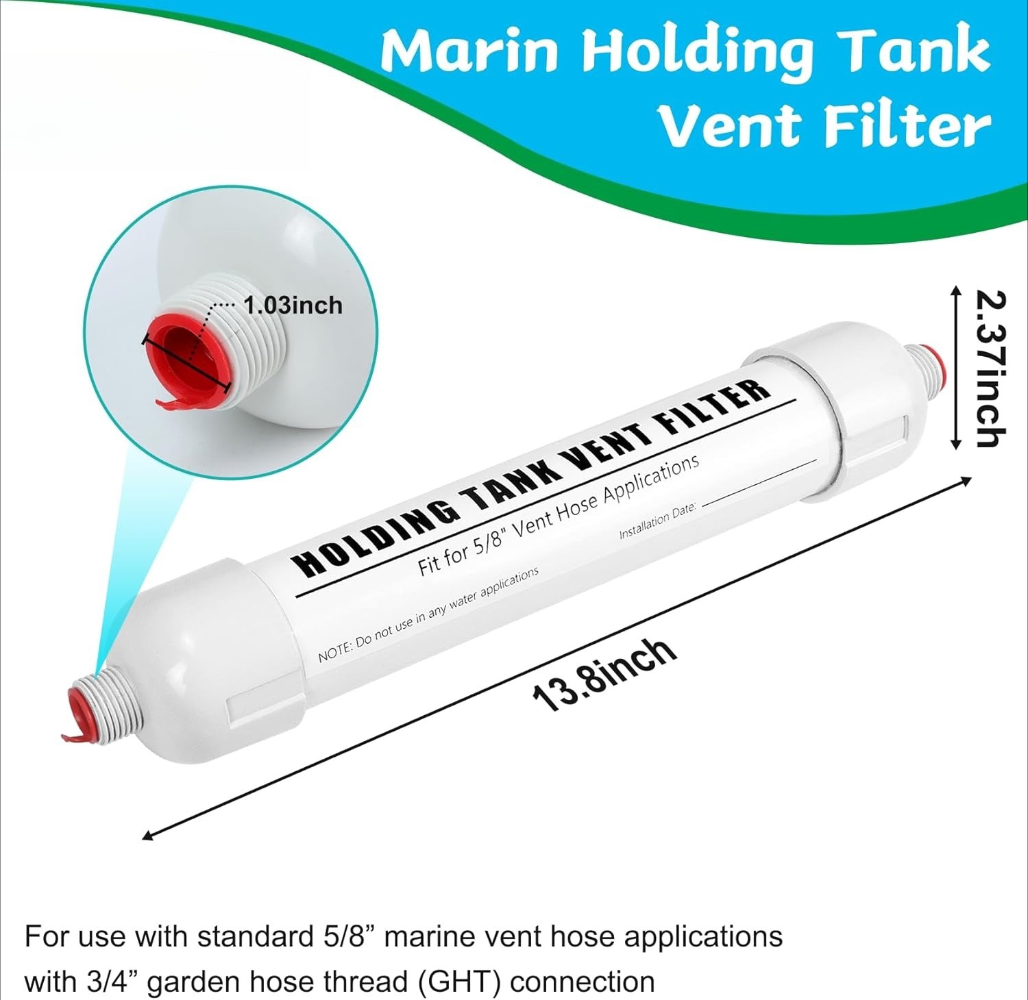 Marine Water Tank Vent Filter, 5/8-inch Water Tank Vent Filter