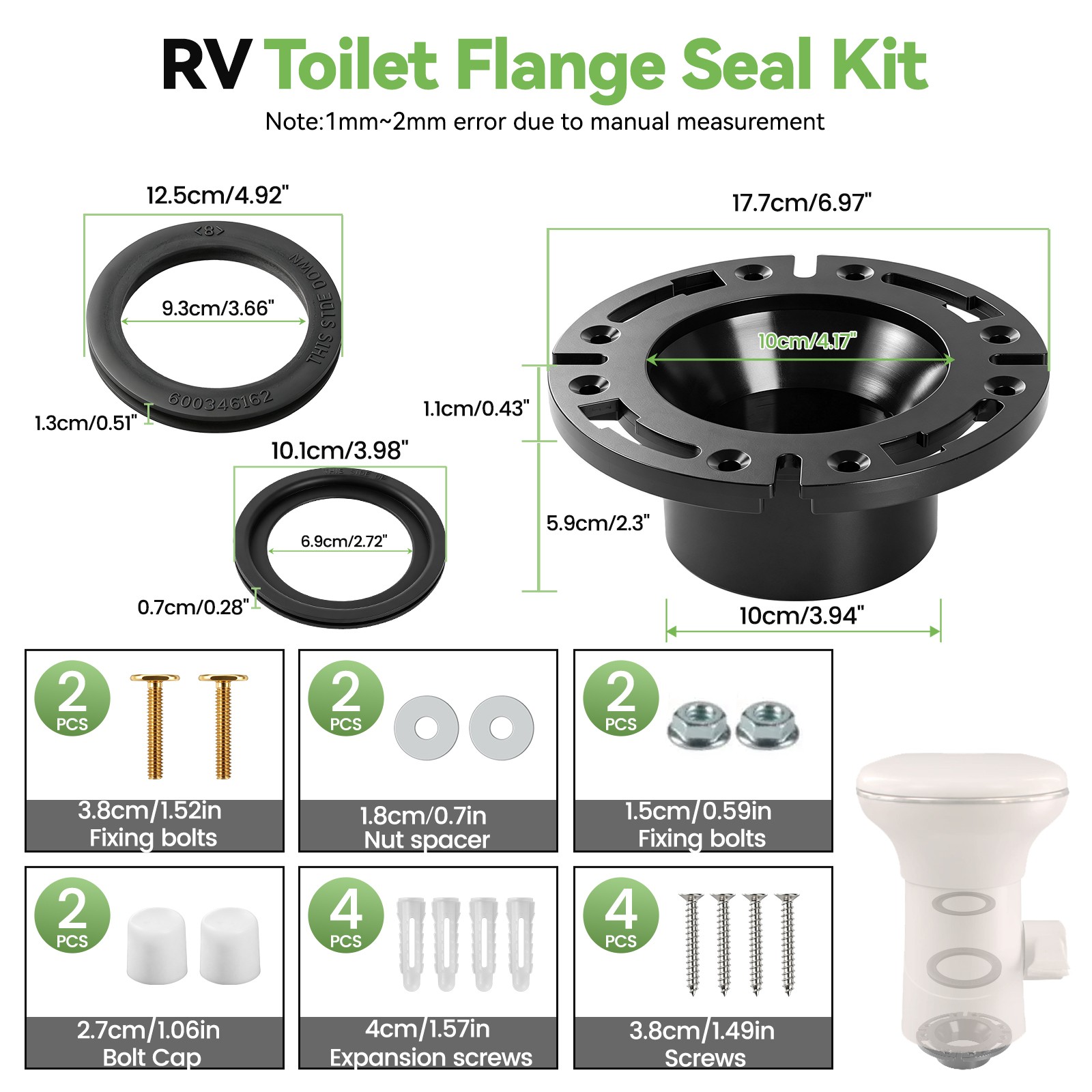RV Toilet Seal for Dometic 300 310 320 Series, Flange, Flush Ball & Base Gasket