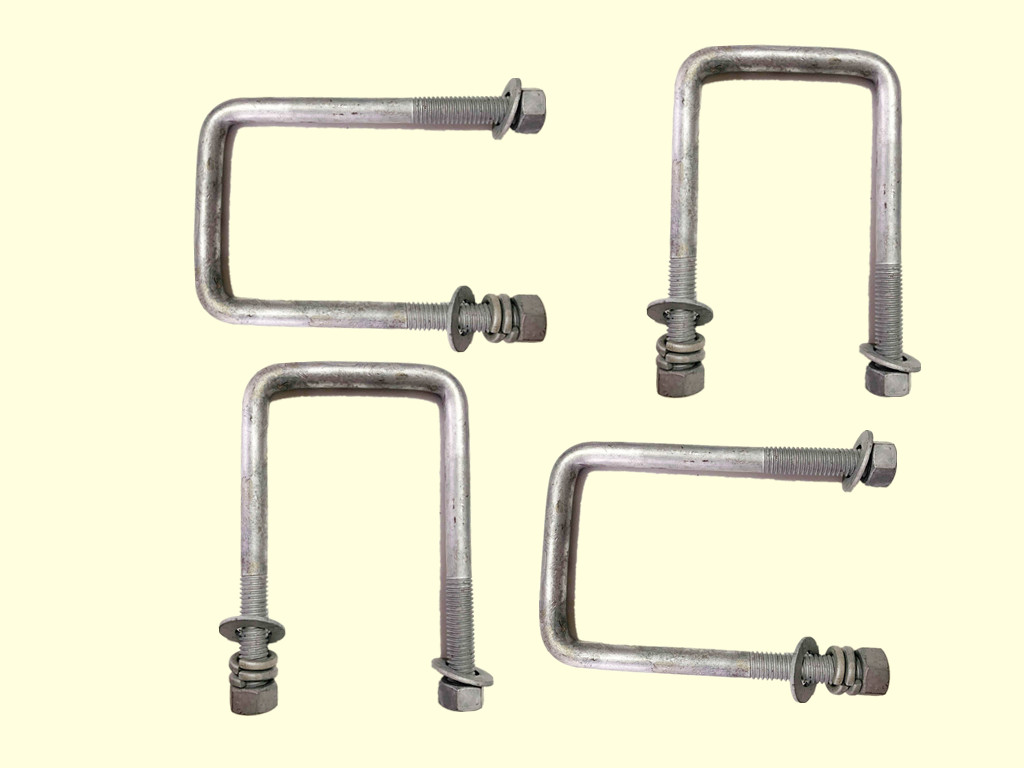 4pcs Boat Trailer U-Bolts Hot Dipped Galvanized Square 3/8″ x 2 1/16″ x 3 3/8″