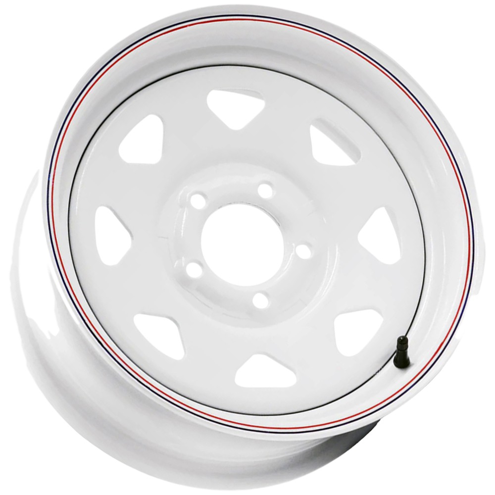 (Set of 4) Unbranded Trailer Mod 15×5 5×5″ +0mm White/Stripe Wheels Rims