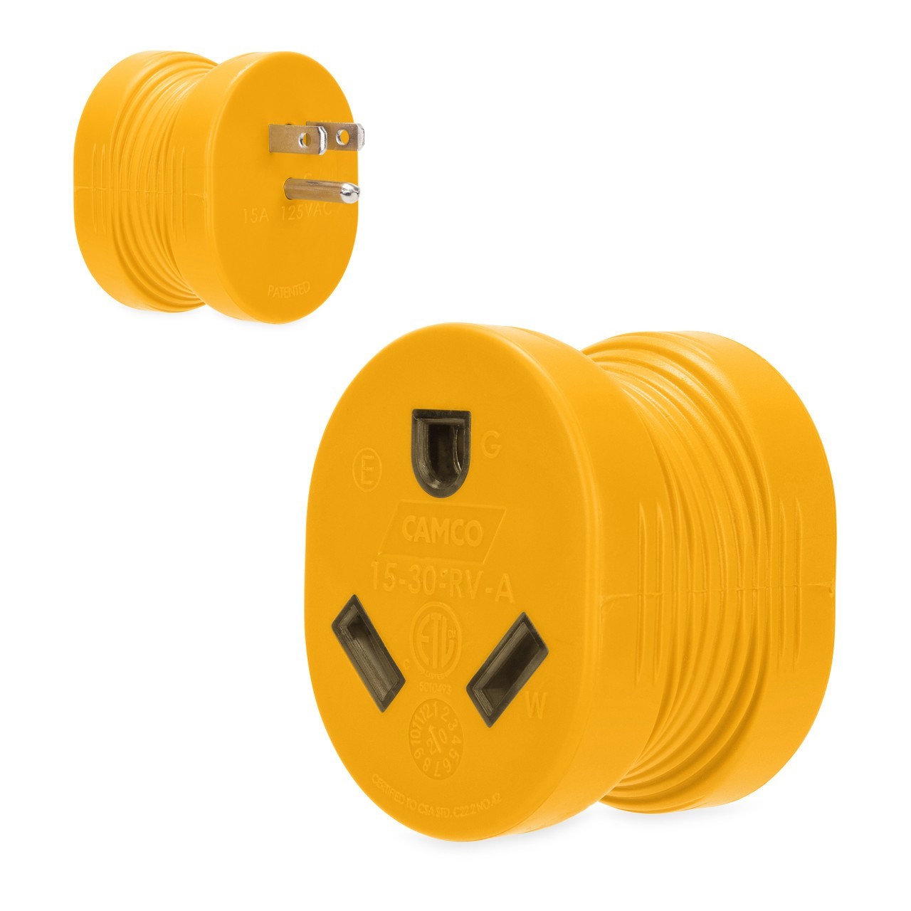 Camco PowerGrip Adapter 15AM 30AF 125V 1875W BULK cETL 55222