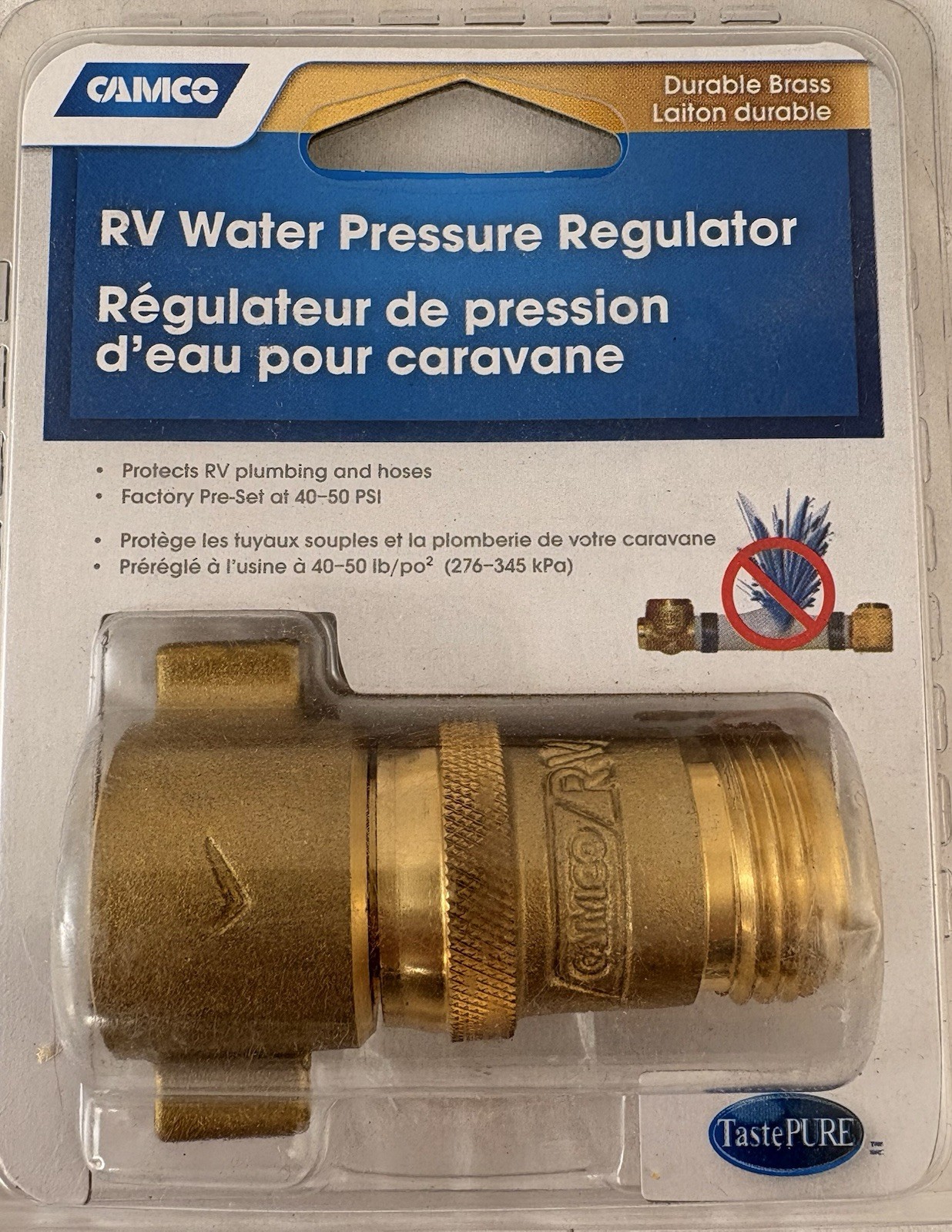 Camco Brass RV Water Pressure Regulator 40055 Boat Motorhome CamperMotor Home