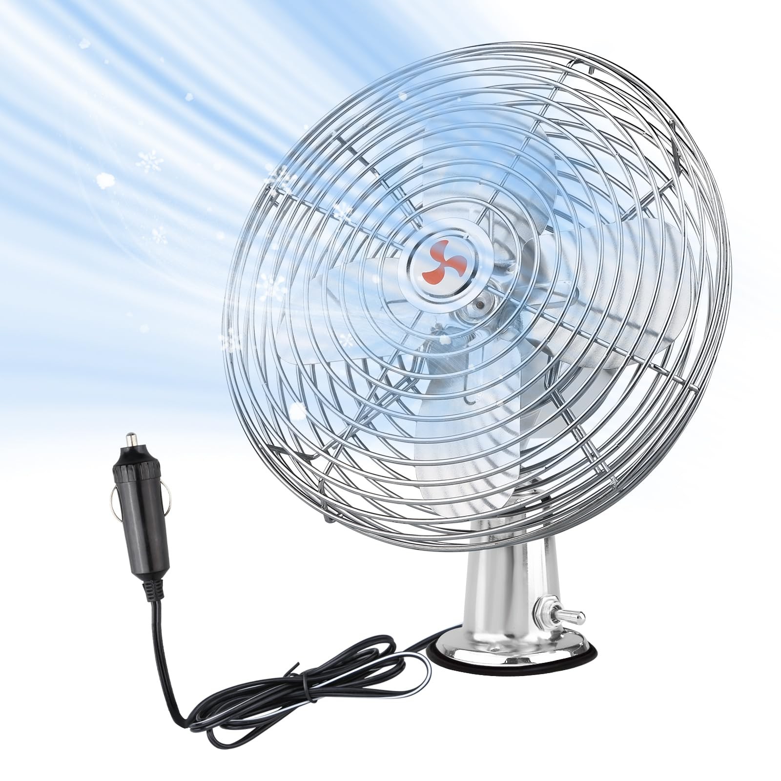 CRAFTZONE 12V Portable Fan RV | Truck Cooling Heavy Duty 9″ Small, Silver