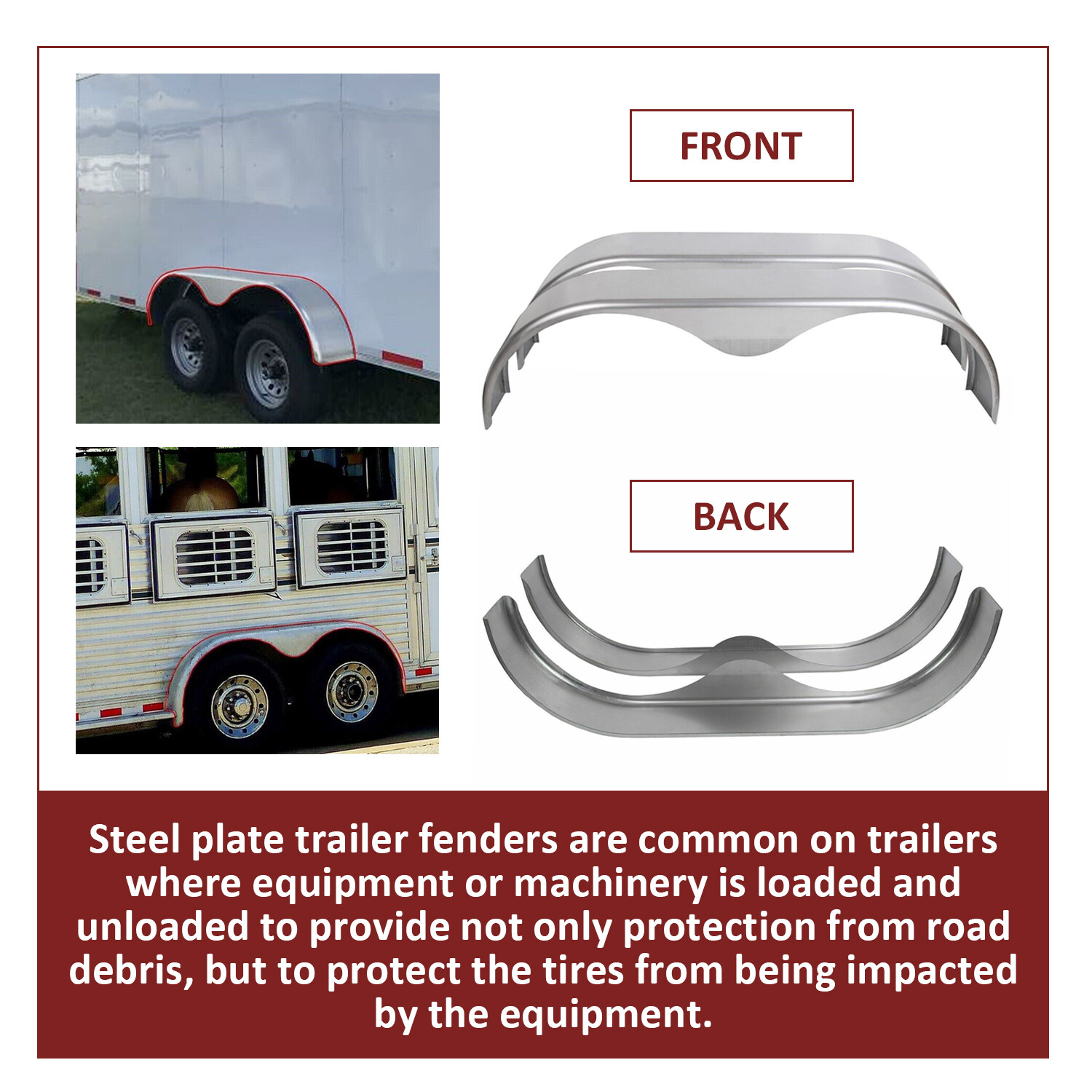 2PC Tandem Trailer Fender Double Axle For 13″-15″ Teardrop Enclosed Trailers