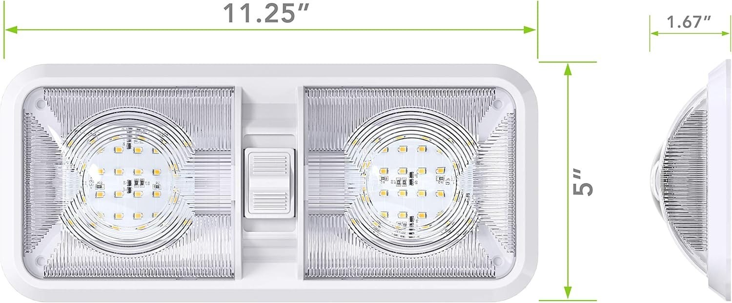 Energy Efficient Double Dome LED Light for RVs & Boats – 4000K Natural White