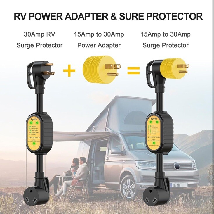 EyGde 50 Amp to 15 Amp 110 RV Adapter – Patented 4200J Power Adapter with Surge