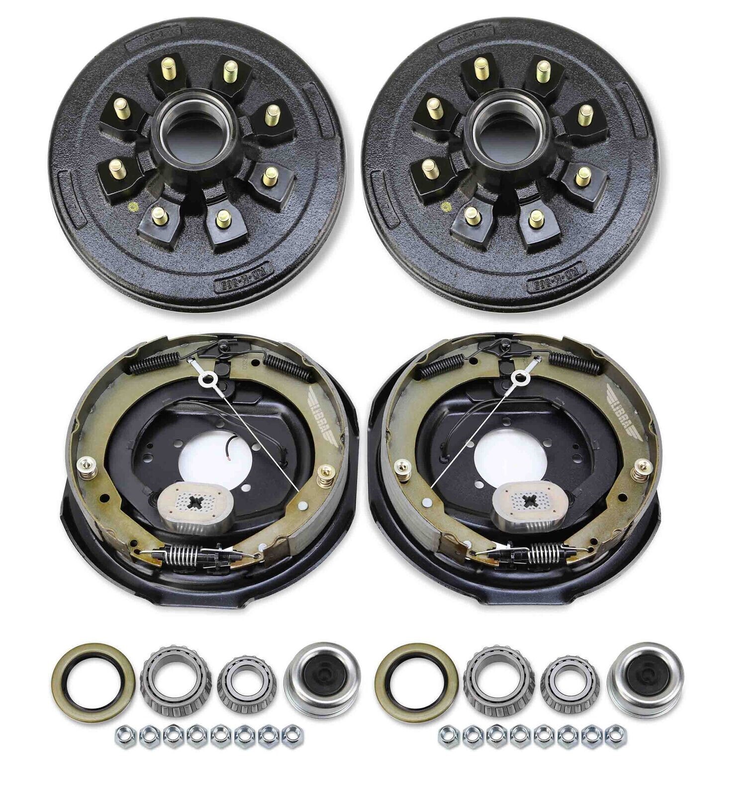 LIBRA Trailer Hub Drum Kit 8 on 6.5″ & 12×2″ Self Adj Electric Brakes 7K-8K Axle