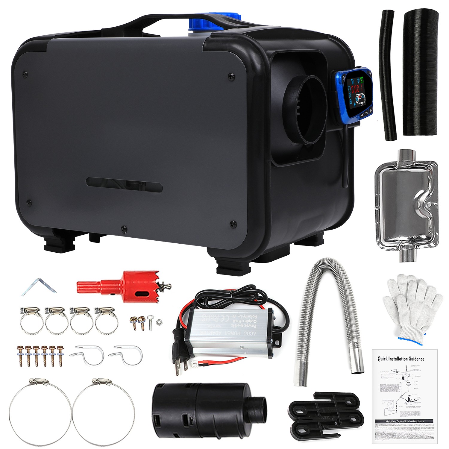 5KW Diesel Air Heater 12V/24V APP Bluetooth & 110V AC Adapter For Car RV Indoors