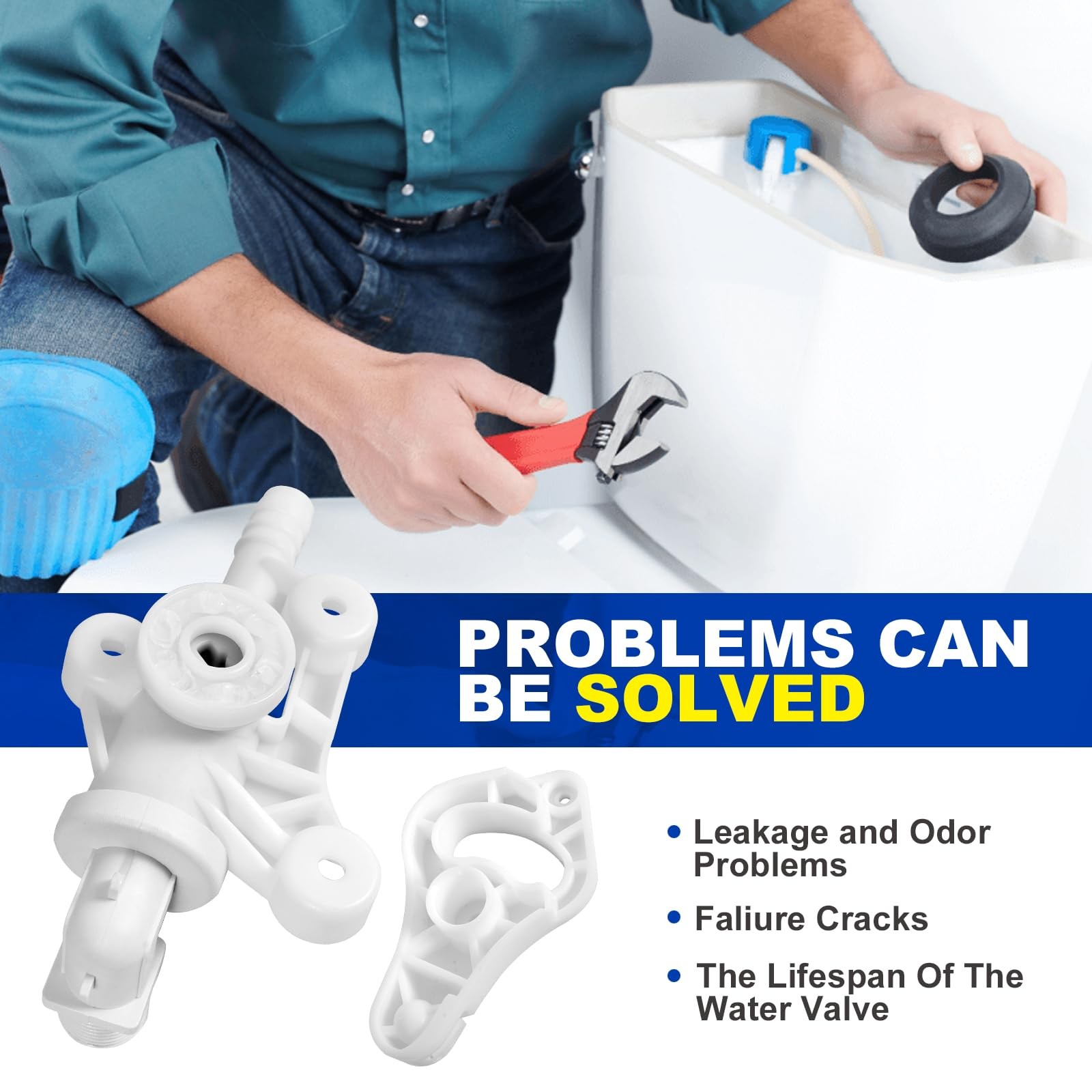 34100 RV Toilet Water Assembly Valves Kit with Hose Clamp White