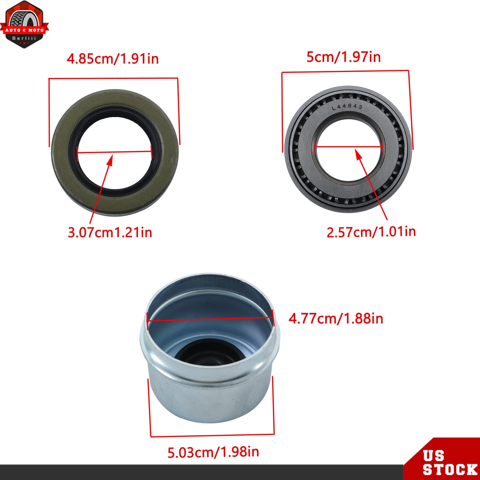 2 Set L44643 L44610 Boat Trailer Bearing Kit For 1″ 2000-2200 Lbs Trailer Axle
