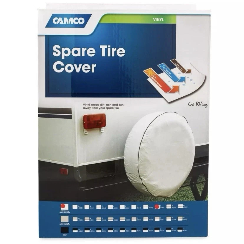 Camco 45347 Arctic White 25.5″ RV Spare Tire Cover