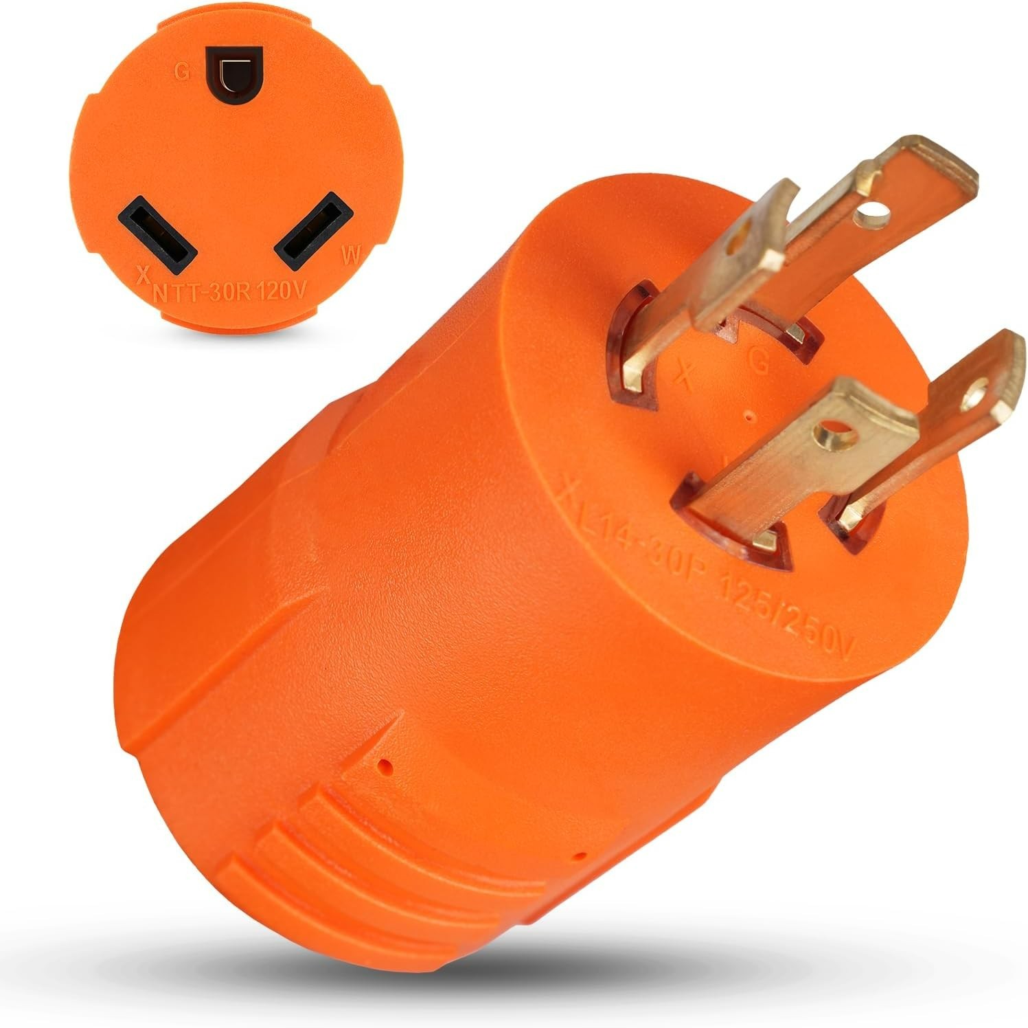 30A RV Generator Adapter, NEMA L14-30P to TT-30R, 3750W | Listed with 4-Pron…
