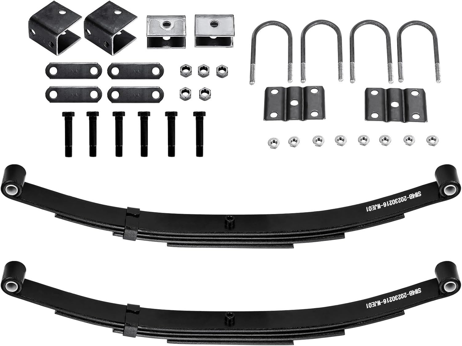 4-Leaf Double Eye Spring 1750lb for 3500lb Trailer Axle w/ U-Bolt Hanger Kit
