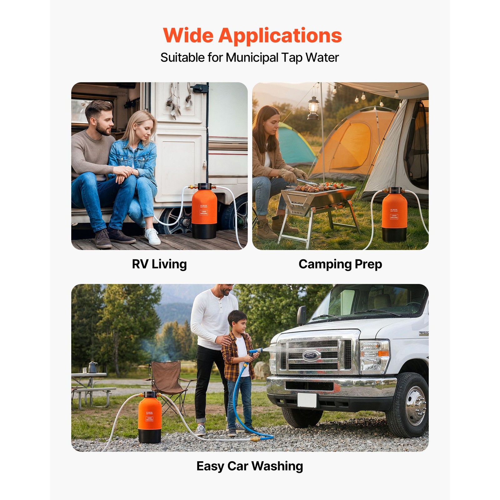 12000 Grain Portable RV Water Softener NSF Resin 950gal