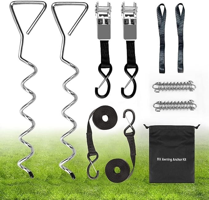 Stainless Steel RV Awning Tie Down Kit, Campers Awning Anchors Accessories