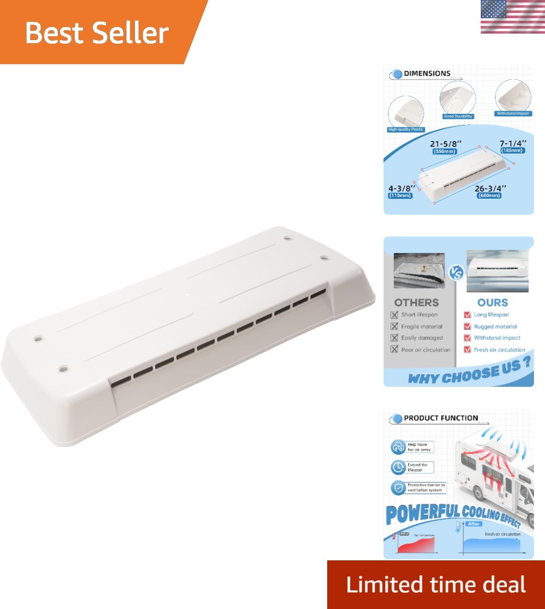 RV Refrigerator Vent Cover Universal Dometic Compatible Model 65528 HECASA Vents