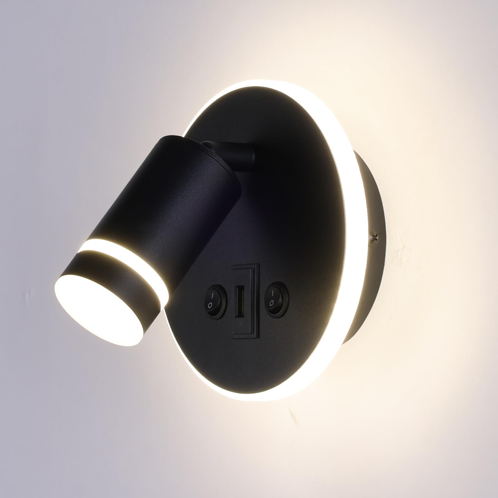 12V LED RV Wall Sconce Bedside Reading Lamp 4000K Nature White USB Port