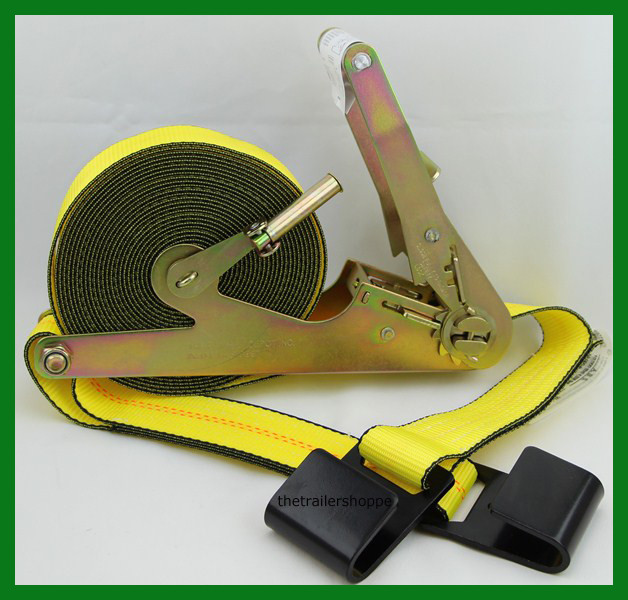 Self Contained Ratchet Strap Cargo Control Tie down Flat Hook 2″ X 30″ Set of 2