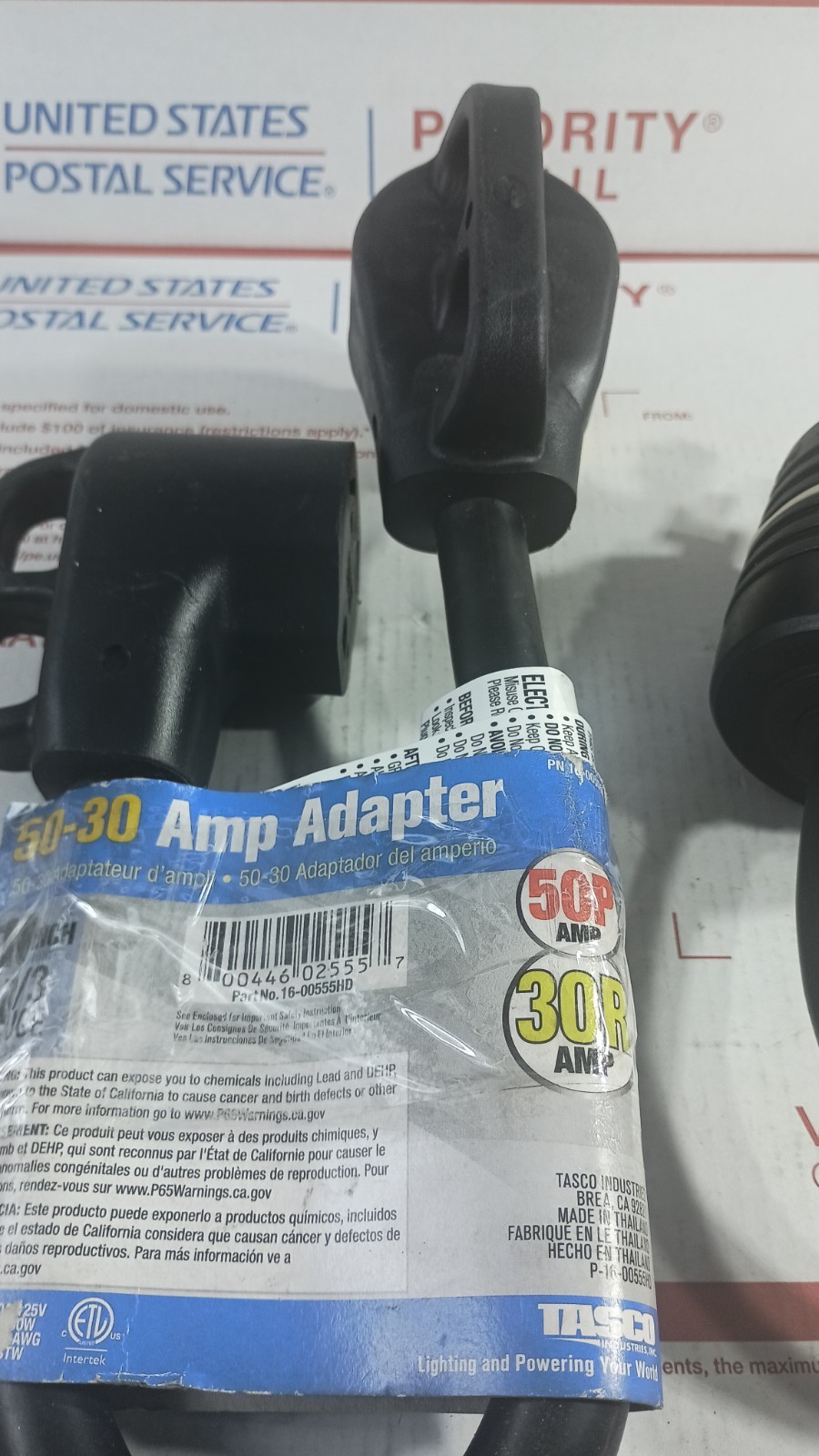 Lot Of 2 RV Extension Cord Adapter Plugs 30 To 50 Amps & 20A 125/250V