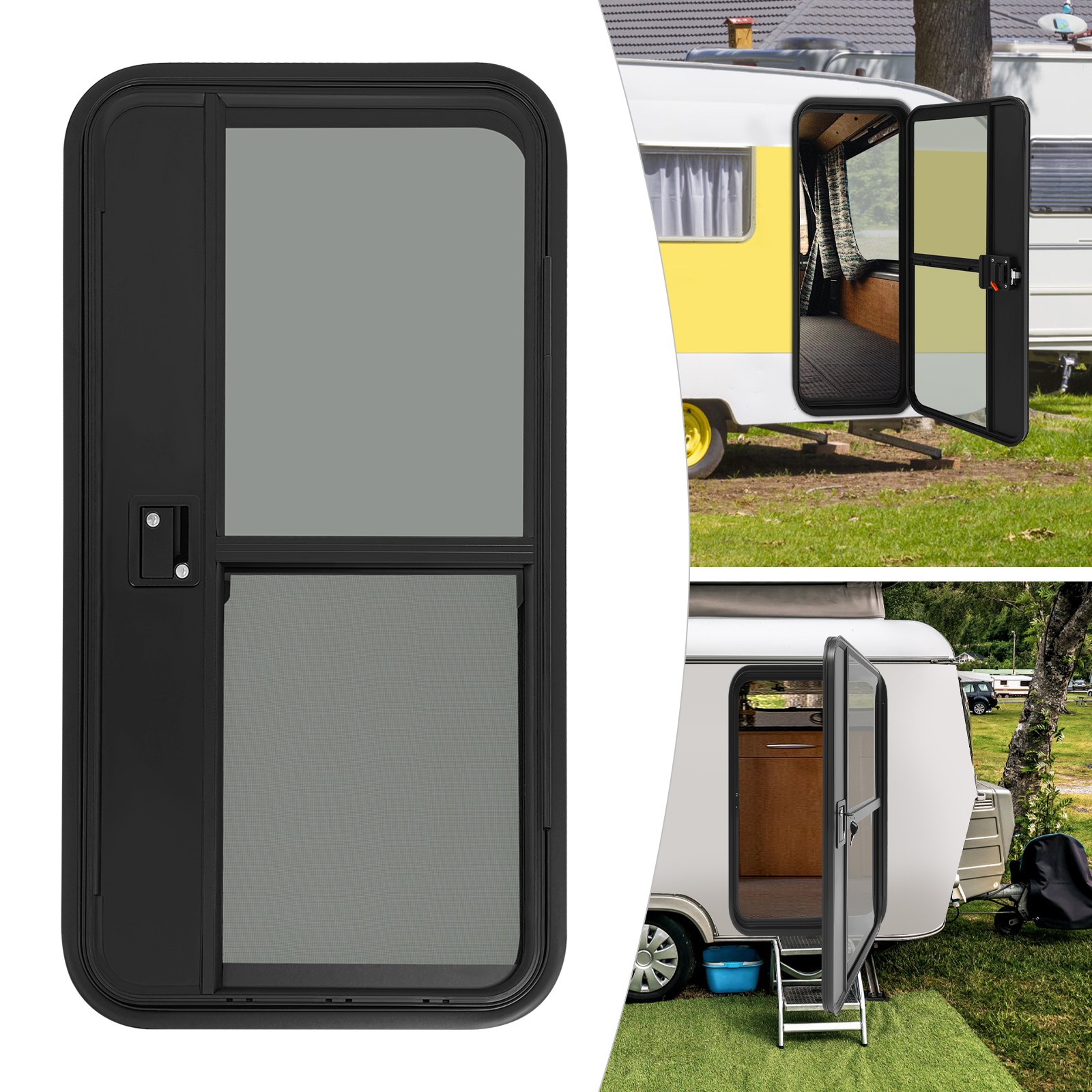 Black RV Camper Teardrop Trailer Entry Door for Right& Passenger Side W/ 4* Keys