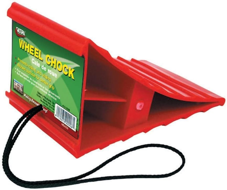 Secure and Stable RV Wheel Chock – Compact Size & High Visibility Red Finish