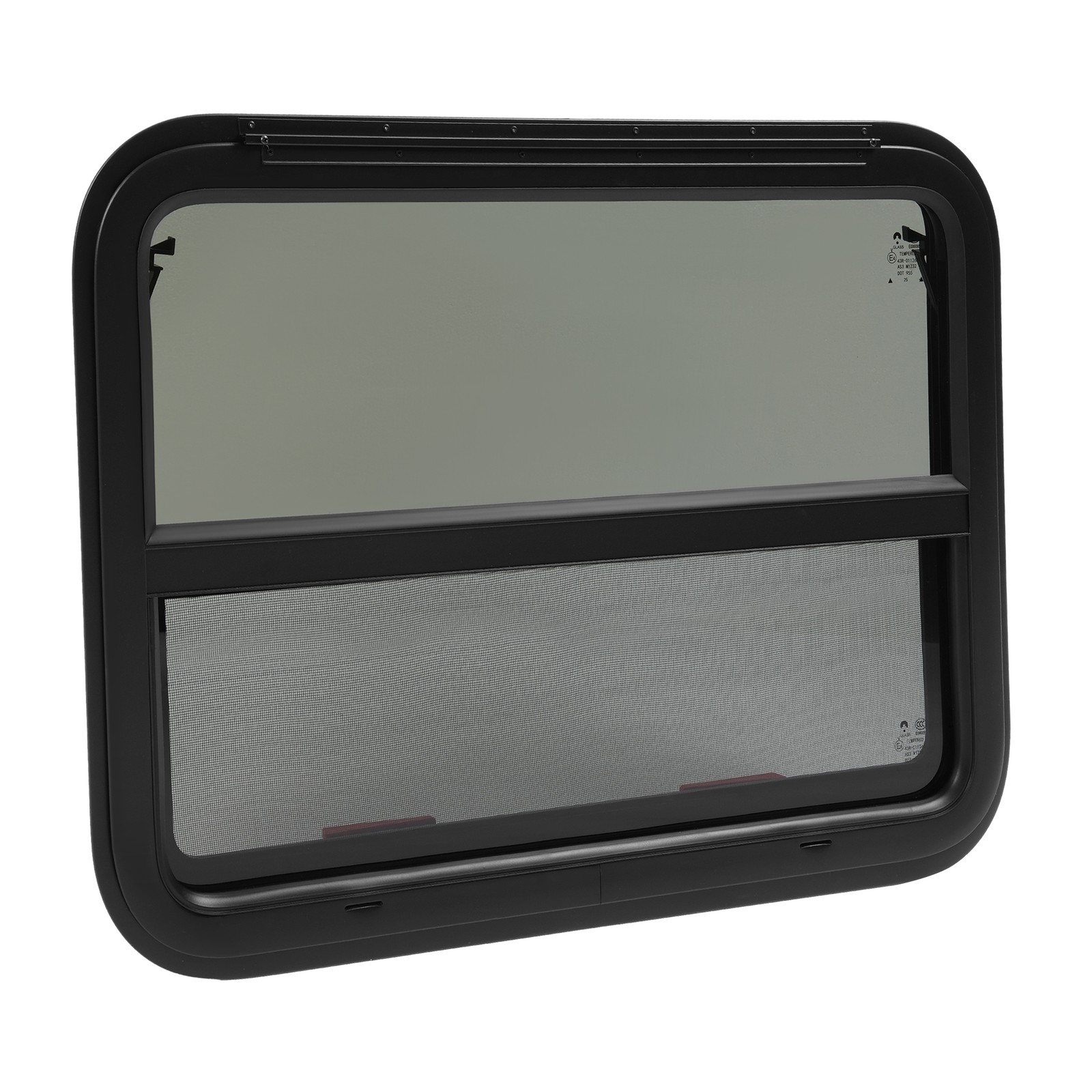 32″ W x 23.5″ H RV Window Vertical Slider Hinging Exit Trailer Dark Screen