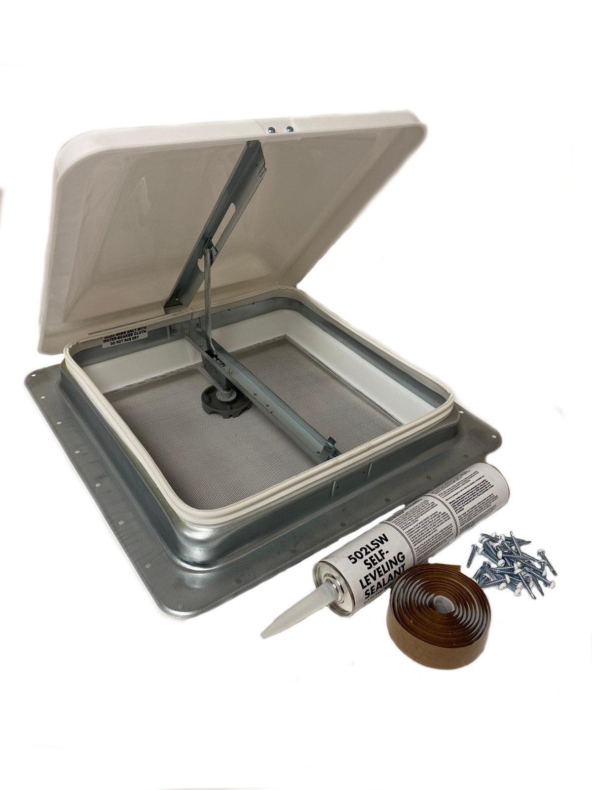 14″ X 14″ RV Roof Vent Non-Powered White W/ Installation Accessories